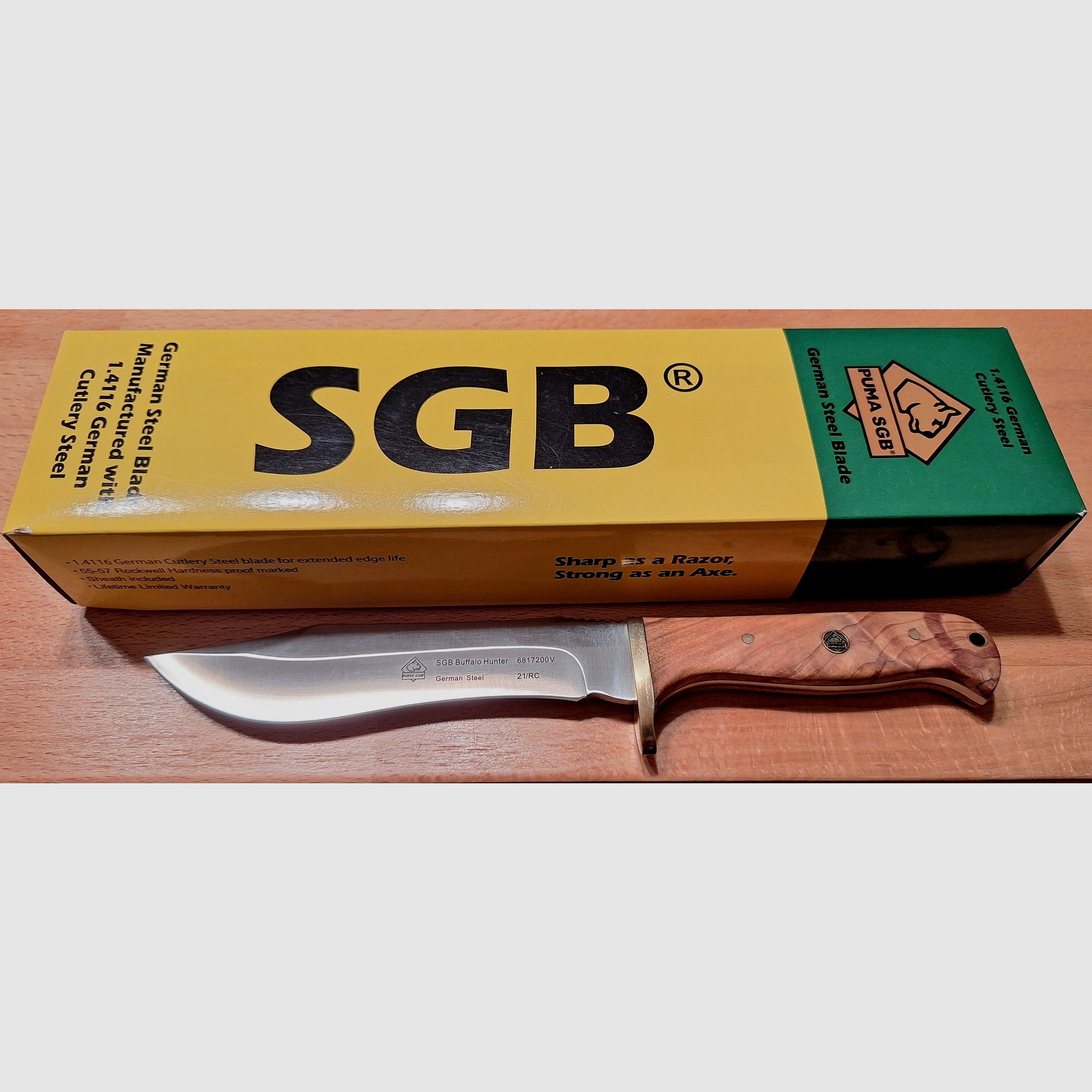 NOUVEAU COUTEAU DE CHASSE PUMA SGB Buffalo Hunter Olive Couteau Bowie