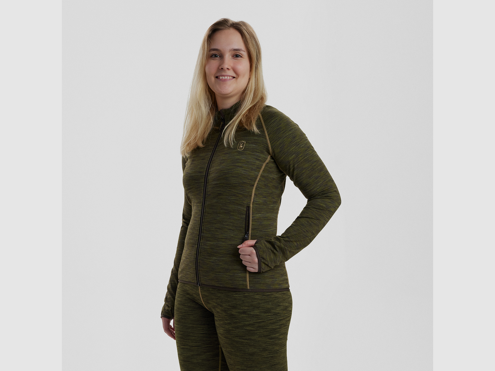 Dames Geïsoleerde Fleece - Groene Melange - Damesmaat: 36