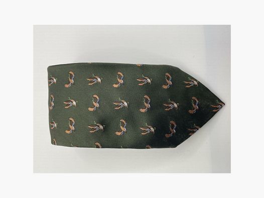 Robert Keyte tie 100% silk green motif duck