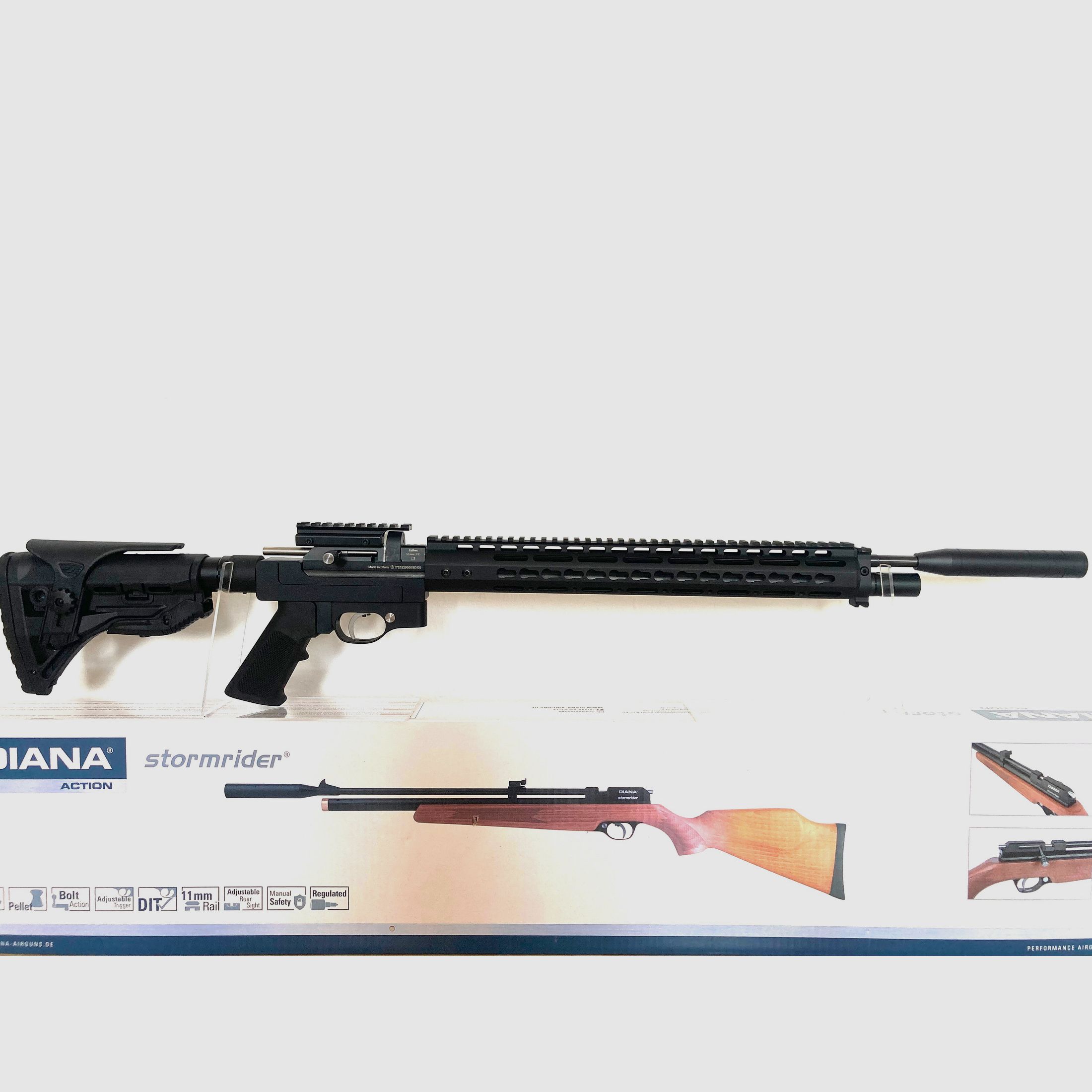 Air rifle Diana Stormrider with aluminum AR15 tactical stock system, F free from 18 with 35J export kit