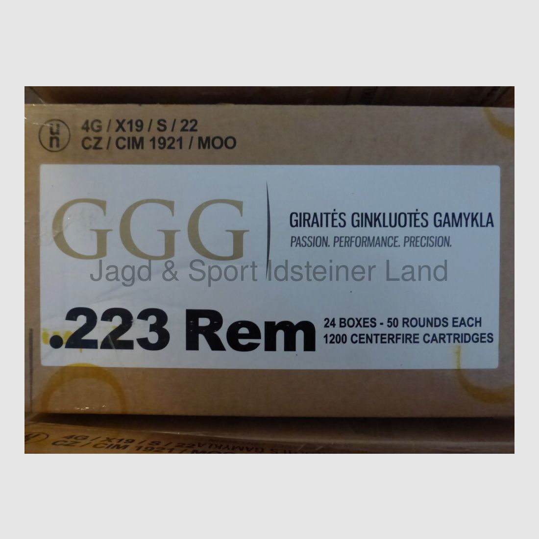 GGG, Giraites Ammunition Factory, 1200 cartridges per outer box FMJ, 55grs