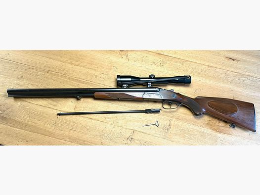 -Drilling- Simson Suhl Mod. Fortuna Kaliber 16/70 & 6,5x57R inkl. ZF Schmidt&Bender 6x42 und Einstecklauf Krieghoff Kal. 16 auf .22WinMag