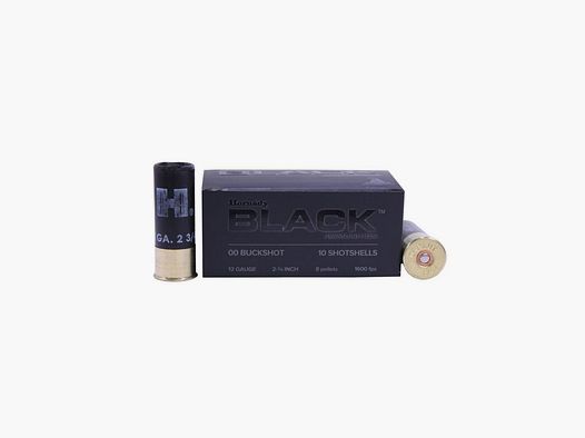 Hornady Shotgun Cartridge Black Ammo .12/70 42g Buckshot #00 (8.4mm) 10 Cartridges