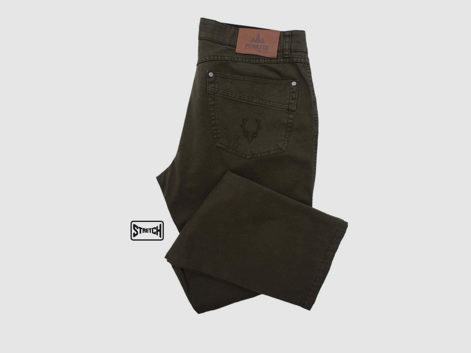 FORESTA Five Pocket - Jeans de chasse confortables avec broderie de cerf élégante et ceinture de confort stretch exclusive
