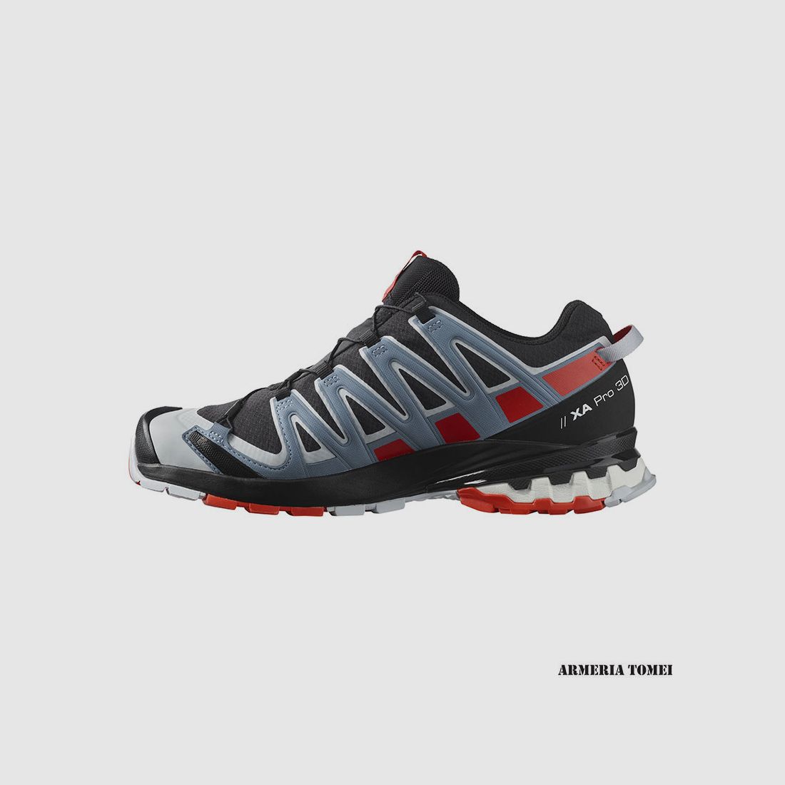 SALOMON – MEN – XA PRO 3D V8 GTX Black / Fiery Red / Faded Denim, image 5 of 6