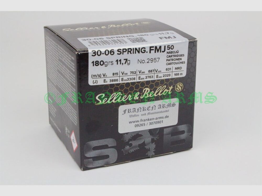 Sellier&Bellot .30-06 Spr. FMJ 180gr. 11,7g 50 piezas precio por cantidad
