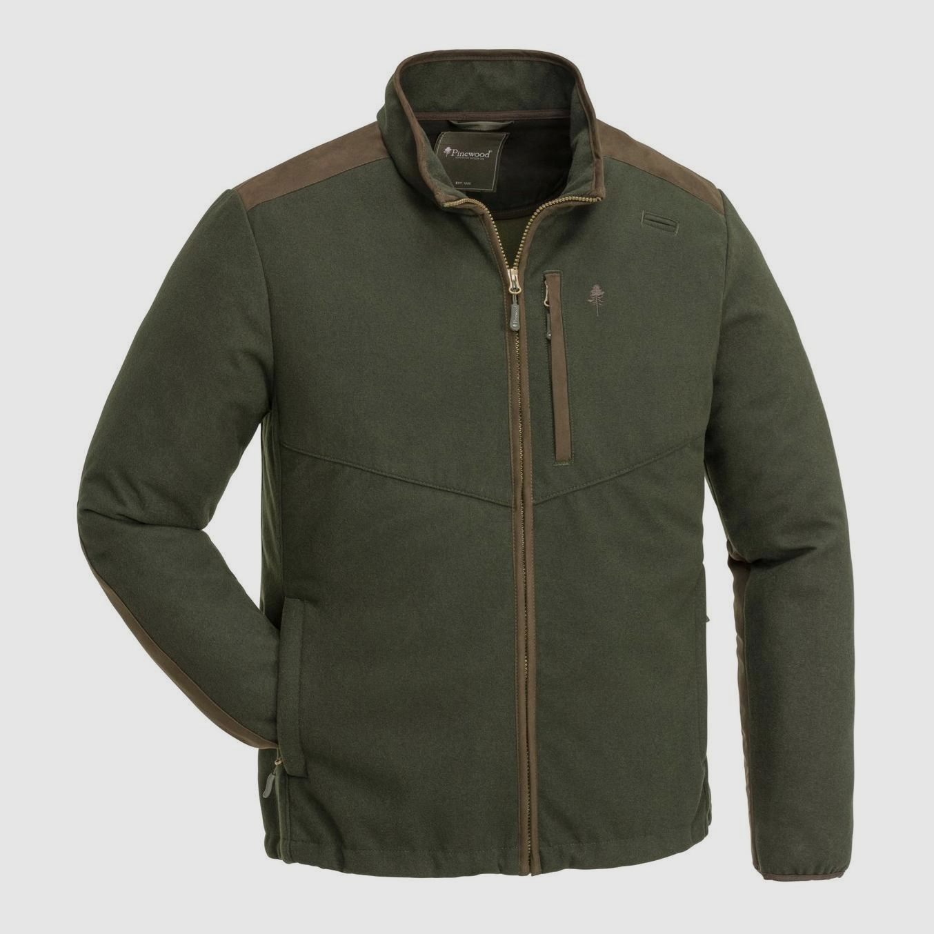 Pinewood Nydala Winddichte Wolljacke Moosgreen/Suede Brown