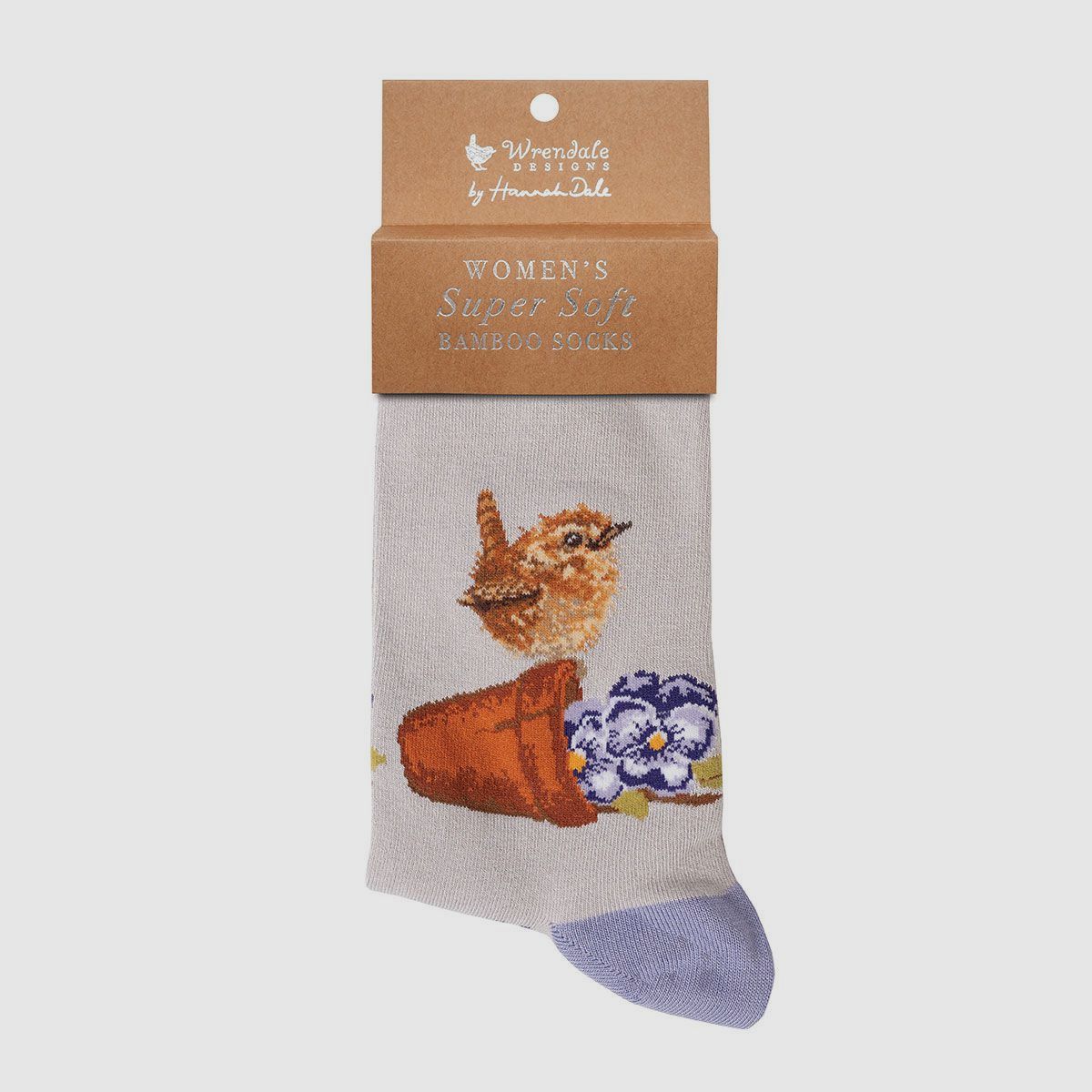 Wrendale Socken "Pottering About" mit Zaunkönig