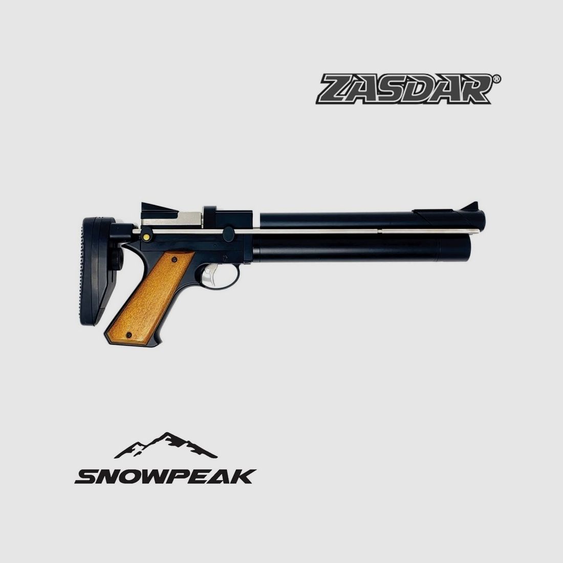 PCP-Pistole Snowpeak – Zasdar PP750L. Integrierter Regler und Schalldämpfer. Kal. 4,5 mm. Diabolos.