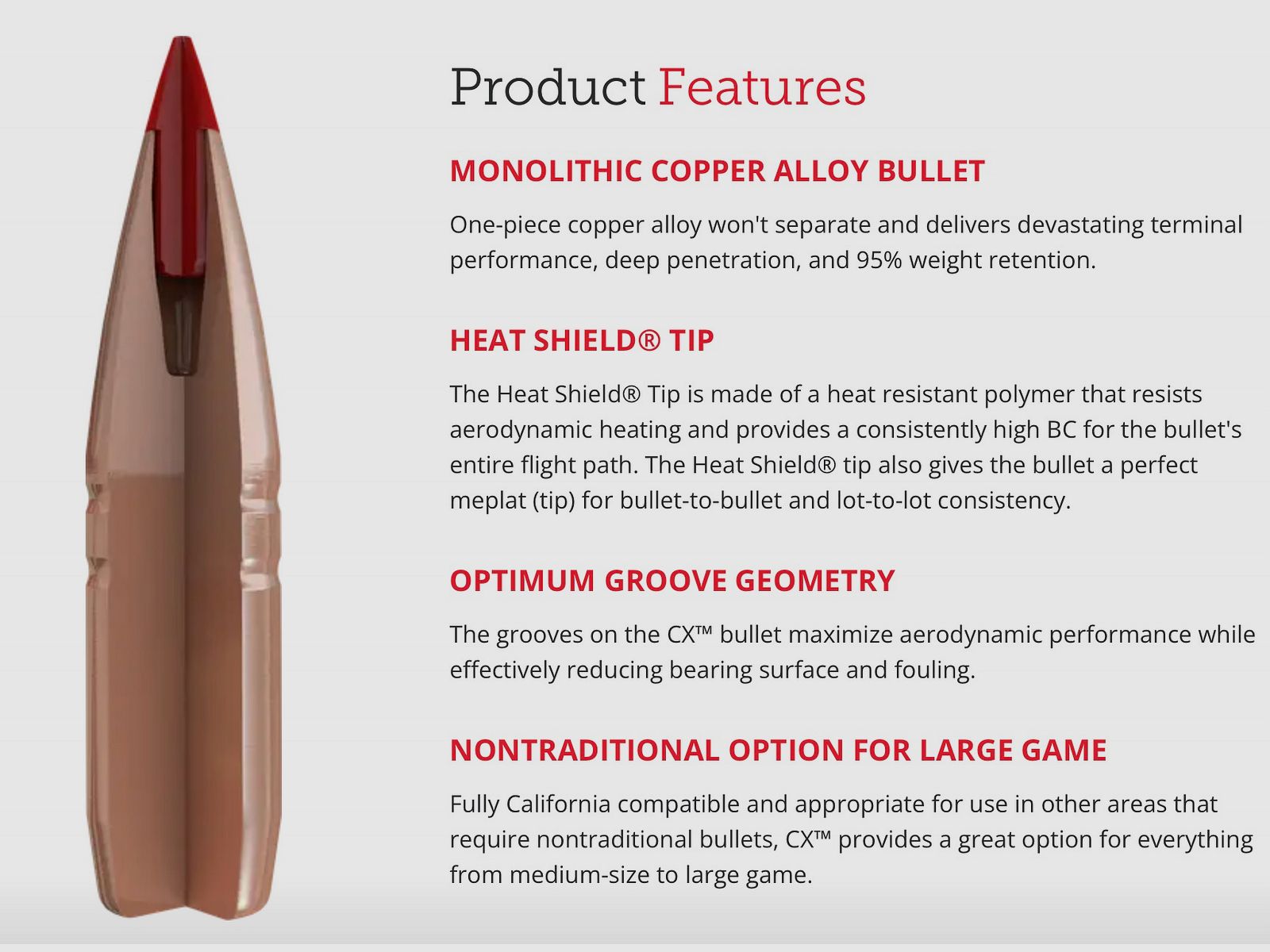 Hornady 2016259 .223 Rem. Superformance® CX 3,2g 50grs. munición de rifle sin plomo