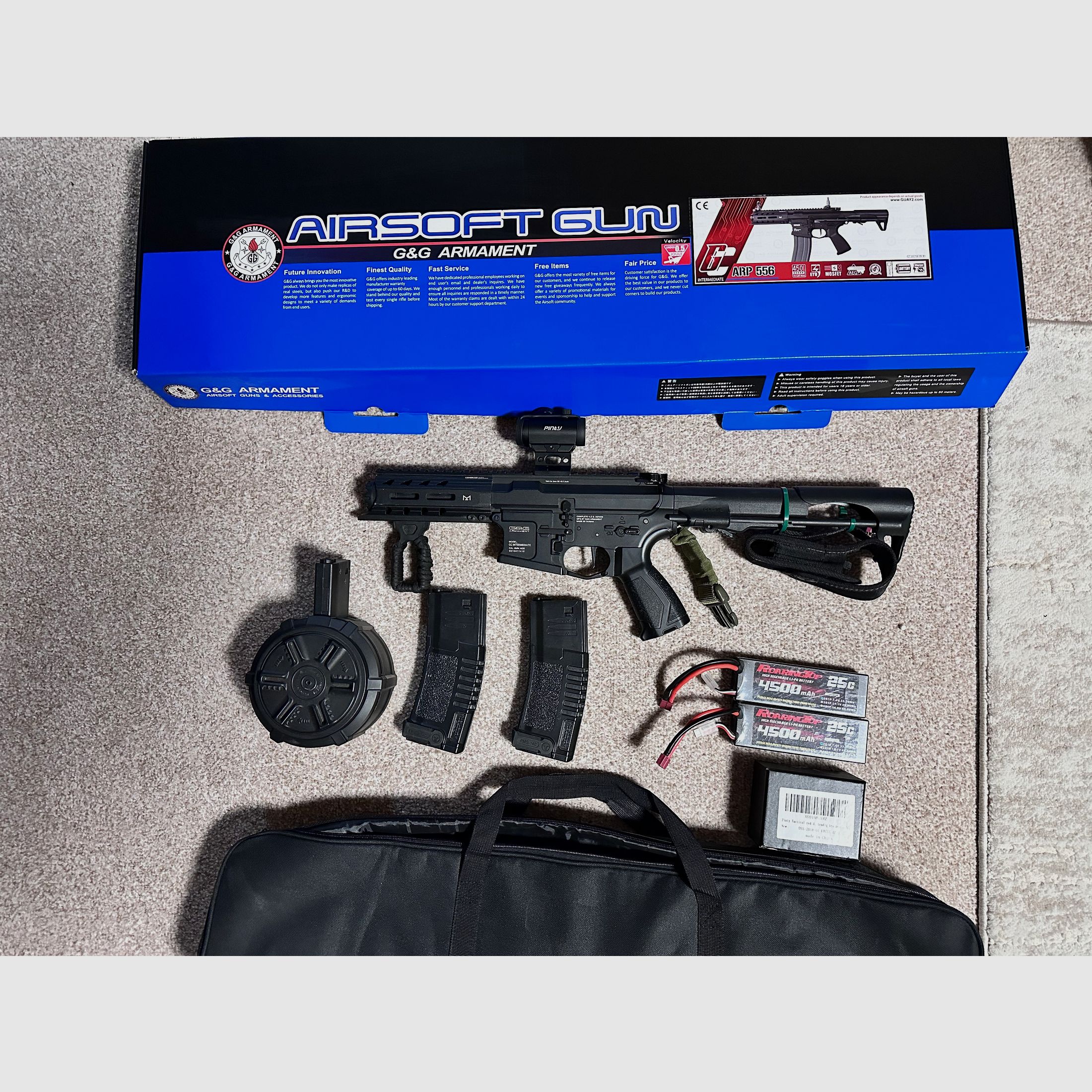 Softair G&G ARP 556 Airsoft avec tambour jusqu'à 0,5 joule