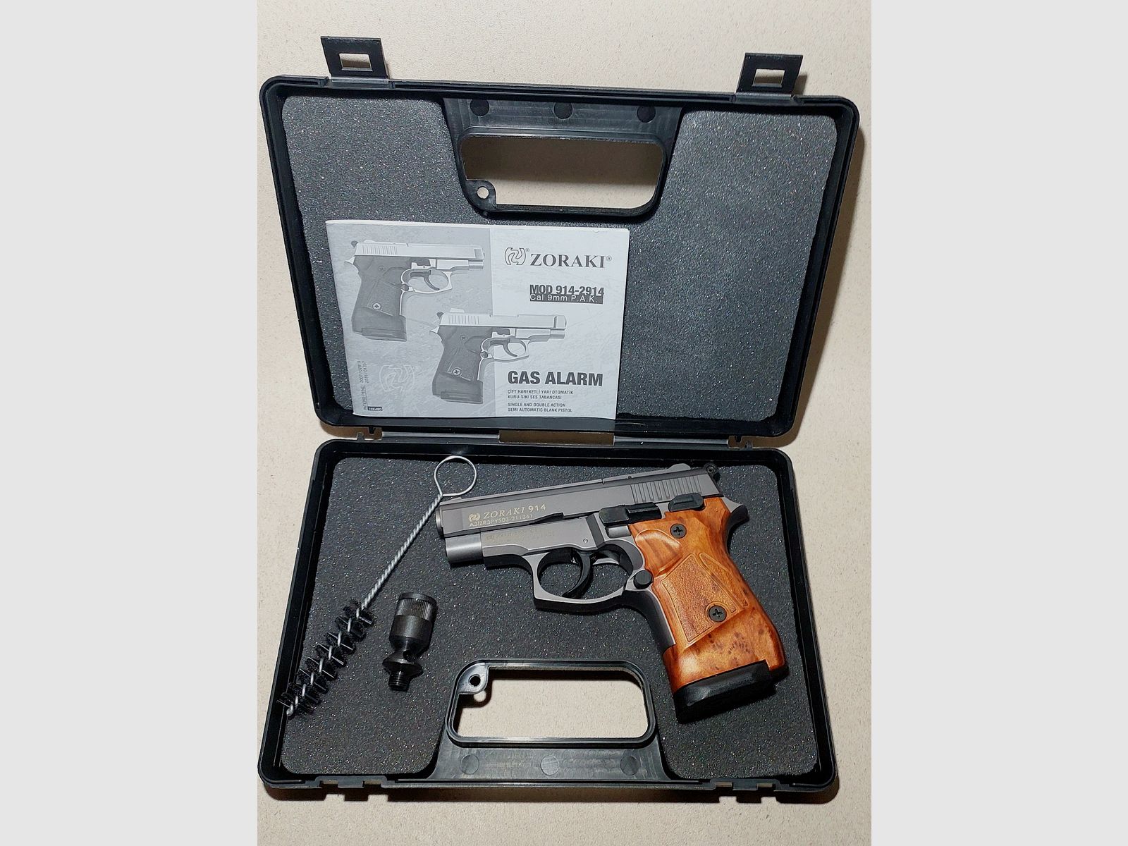 Zoraki 914 Schreckschuss Pistole 9mm P.A.K. titan Holzoptik (1014) neuwertig!