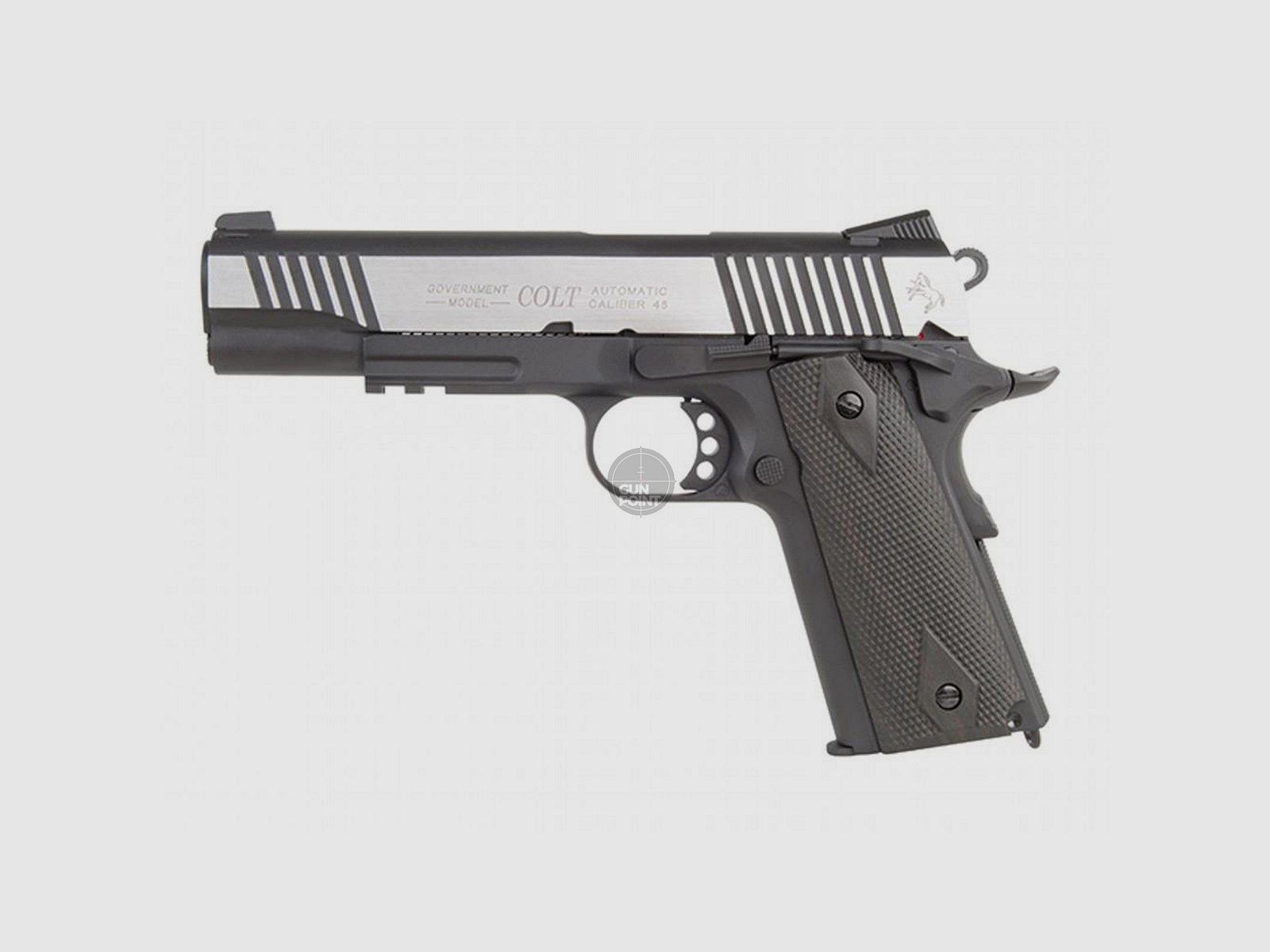 Softair - Pistole - KWC - Colt 1911 Railgun Bicolor CO2 GBB - ab 18, ber 0,5 Joule