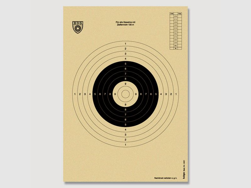 Krüger-Druck Schießscheiben ZF 100m BDS #4 50 Stk 21x29,7 cm