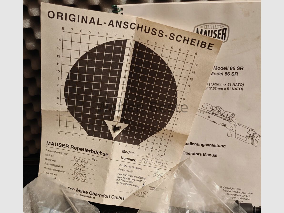 Set complet de fusil de précision Mauser 86SR
