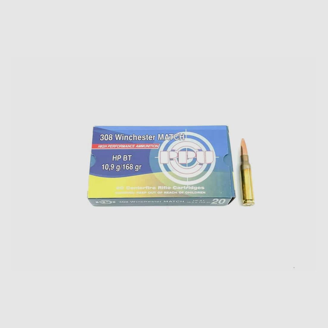 .308 Win. PPU Match HPBT 168grs.