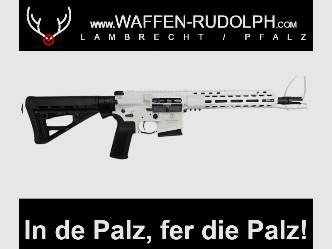 Schmeisser AR15 S4F halbautomatische Büchse 223Rem WHITE SERIES 10,5" STAR WARS Feeling für den Wald, im used look