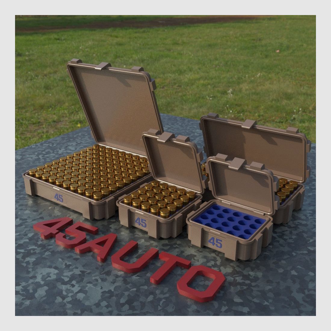 Caja de municiones Filamelt / .45 ACP / 'tapa abatible' / caja de cartuchos, caja de municiones