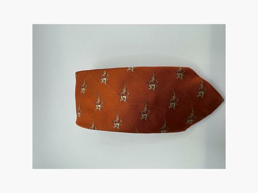 Robert Keyte tie 100% silk orange motif pheasant: cock and 2 hens