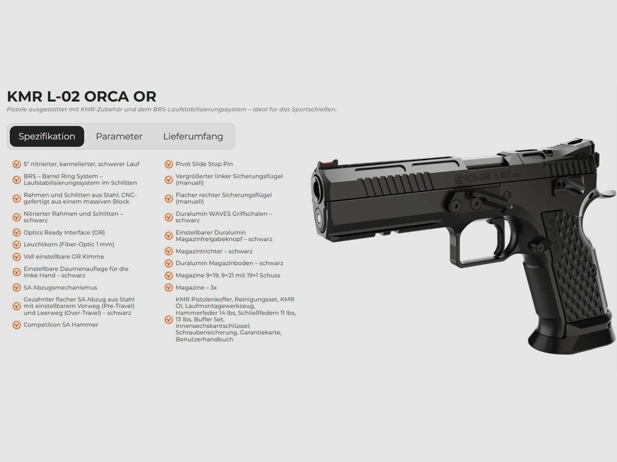 KMR Precision Arms Pistole Mod. L-02 ORCA OR -5' 9mmLuger, Bild 4 von 4