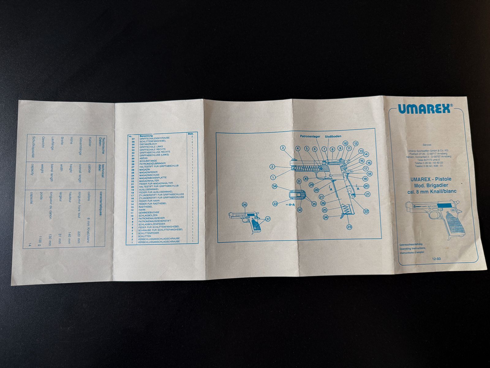 UMAREX Brigadier Cal. 8 Knall/blanc Schreckschusspistole