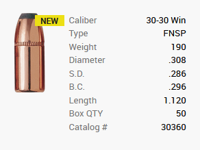 Barnes Geschoss .308 Win./.30-30 190GR Originals FN FB 50 Stück