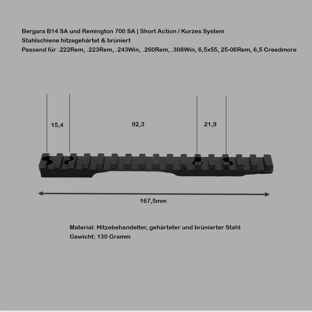 Contessa Picatinny rail pour Bergara B14 - action courte 20 MOA