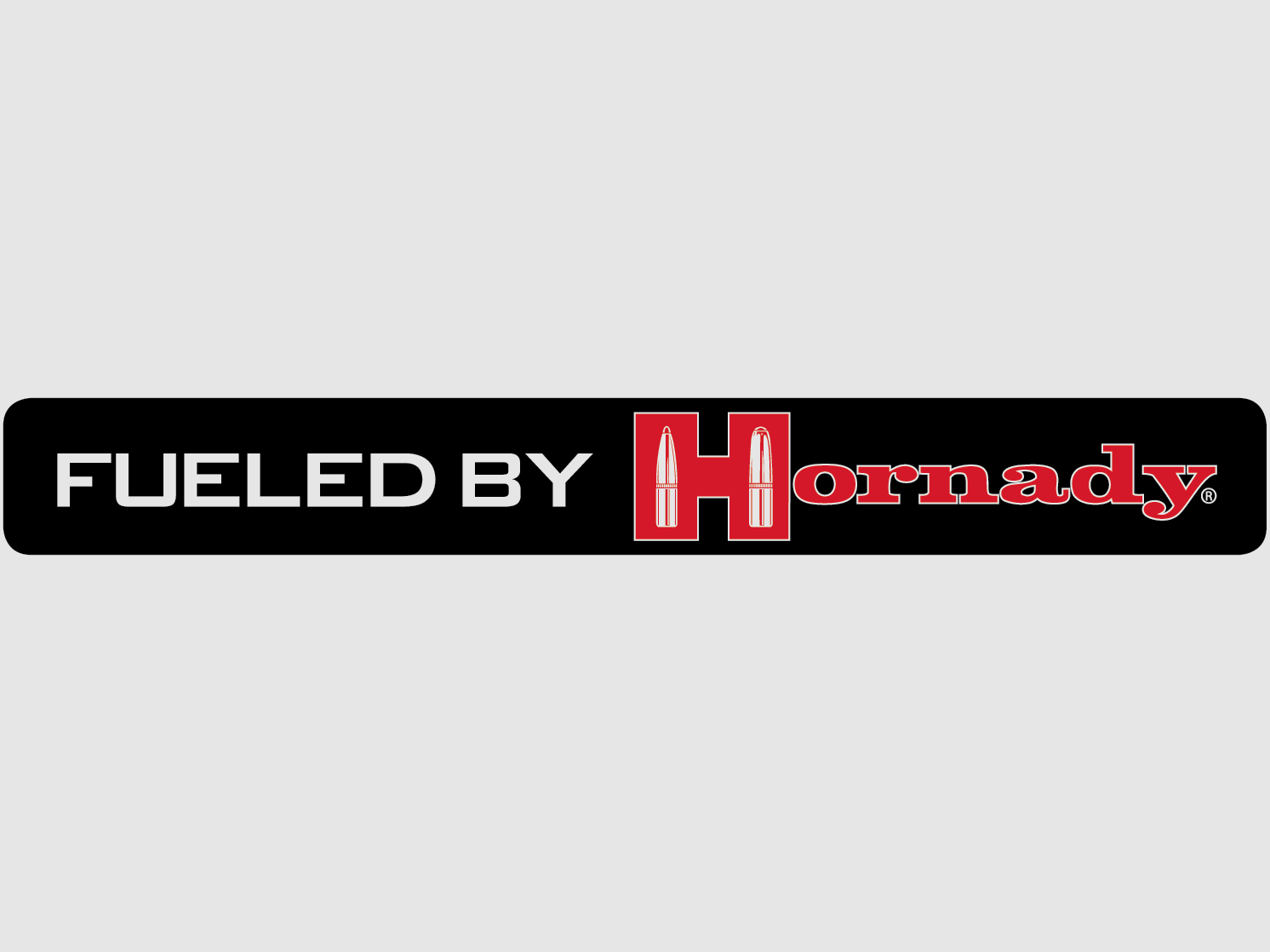 Hornady "Fueled By Hornady" Aufkleber – Schwarz/Rot – ca. 14,3×1,7 cm