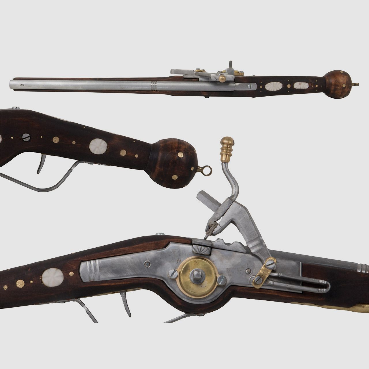 EinzelstĂĽck handgefertigtes Deko Radschloss Vorderladerpistole LĂ¤nge 78 cm