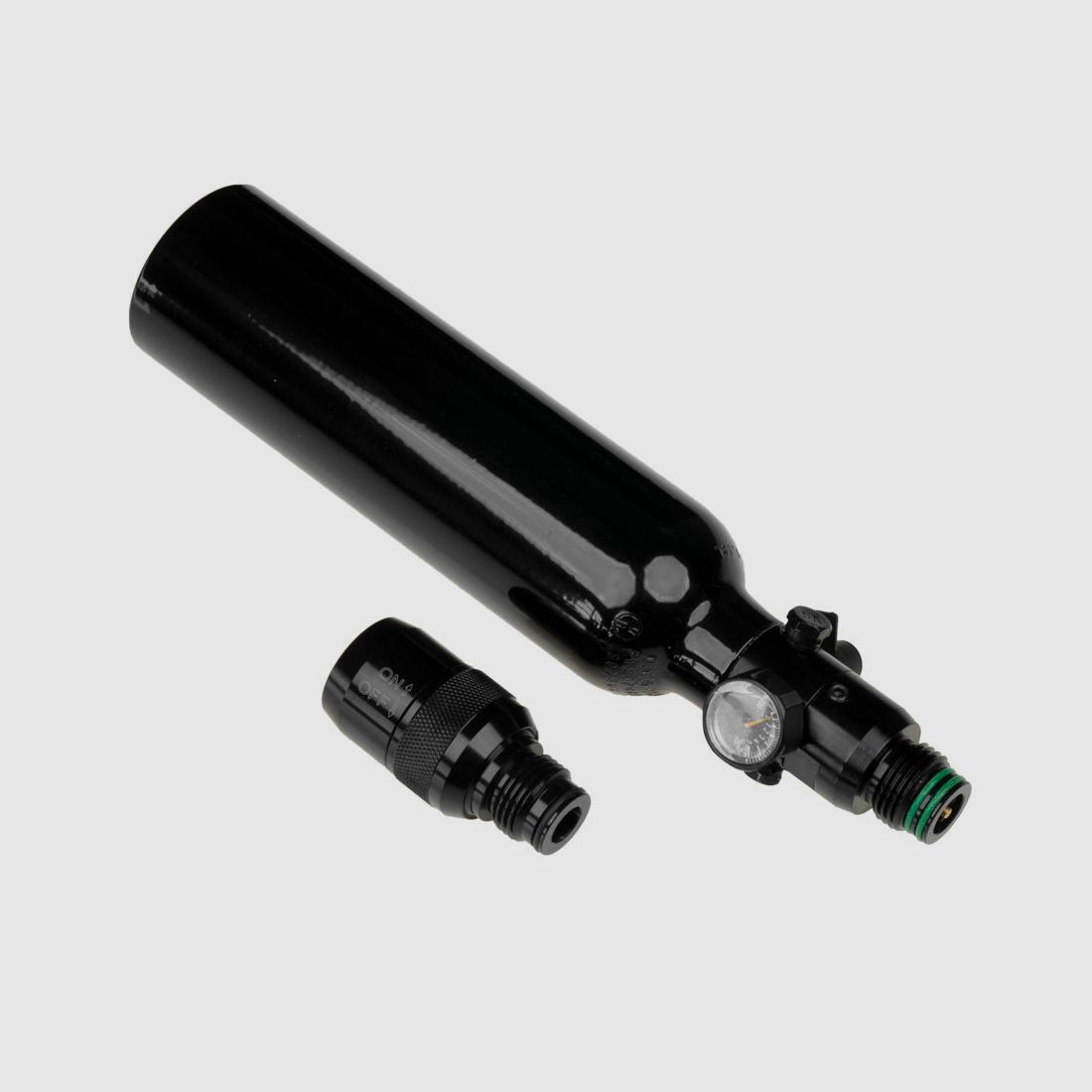 BUNDLE | 0,2 LITER HPA Flasche 800 PSI / 1100 PSI + ON/OFF Adapter | SCHWARZ | HPA System | Paintball Markierer | RAM Waffen | FSC Pistol | FSC XP | Valken Milsig M17