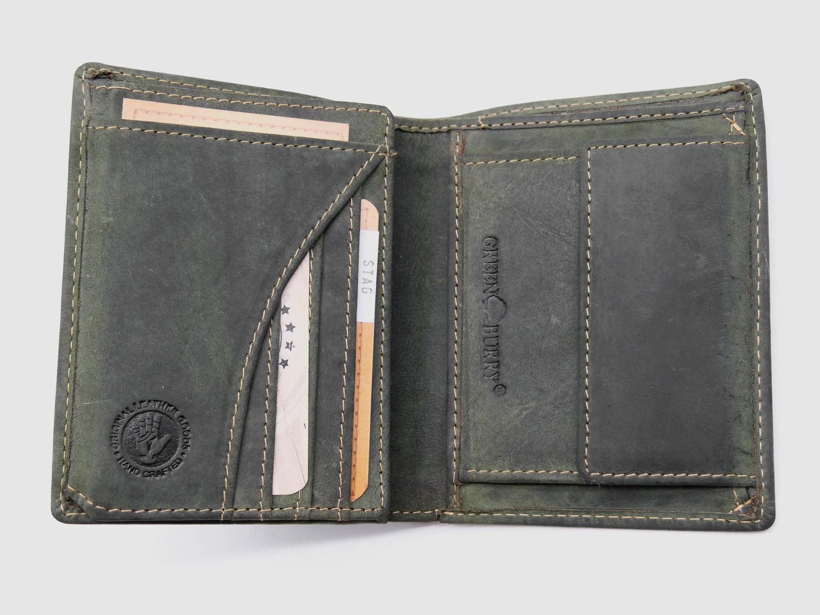 Greenburry Leder Geldbörse olive Hirsch Vintage Animal 1701-stag-30