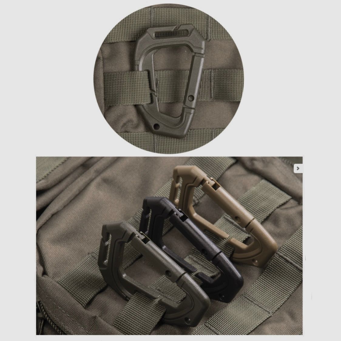 MOLLE Taktische Karabiner GRÜN OLIV (2er Set), Bild 2 von 2