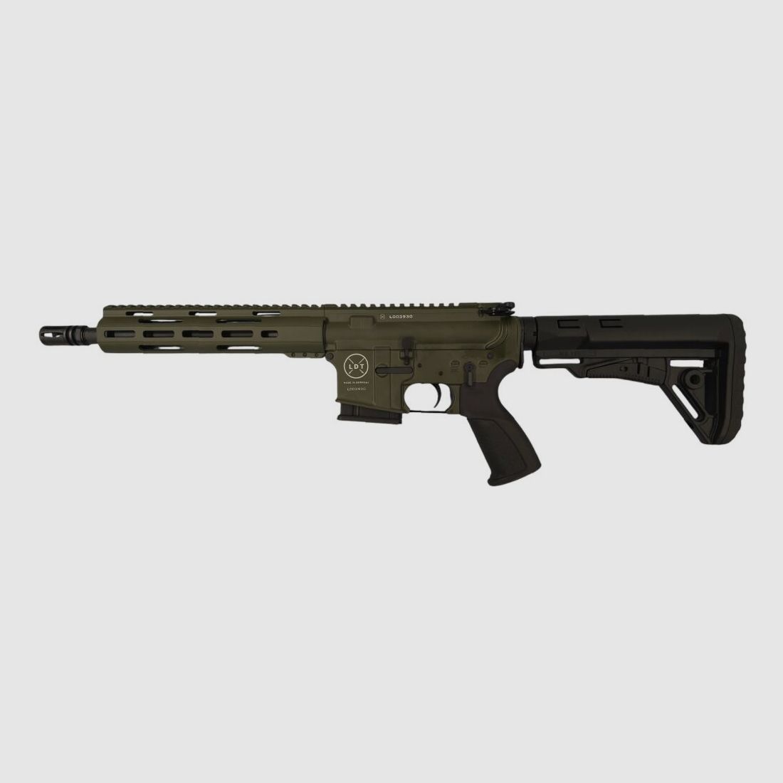 OD GREEN: Lux Def Tec LDT L4S AR15 10.5" semi-automatic rifle caliber 22 special series in OD Green available immediately