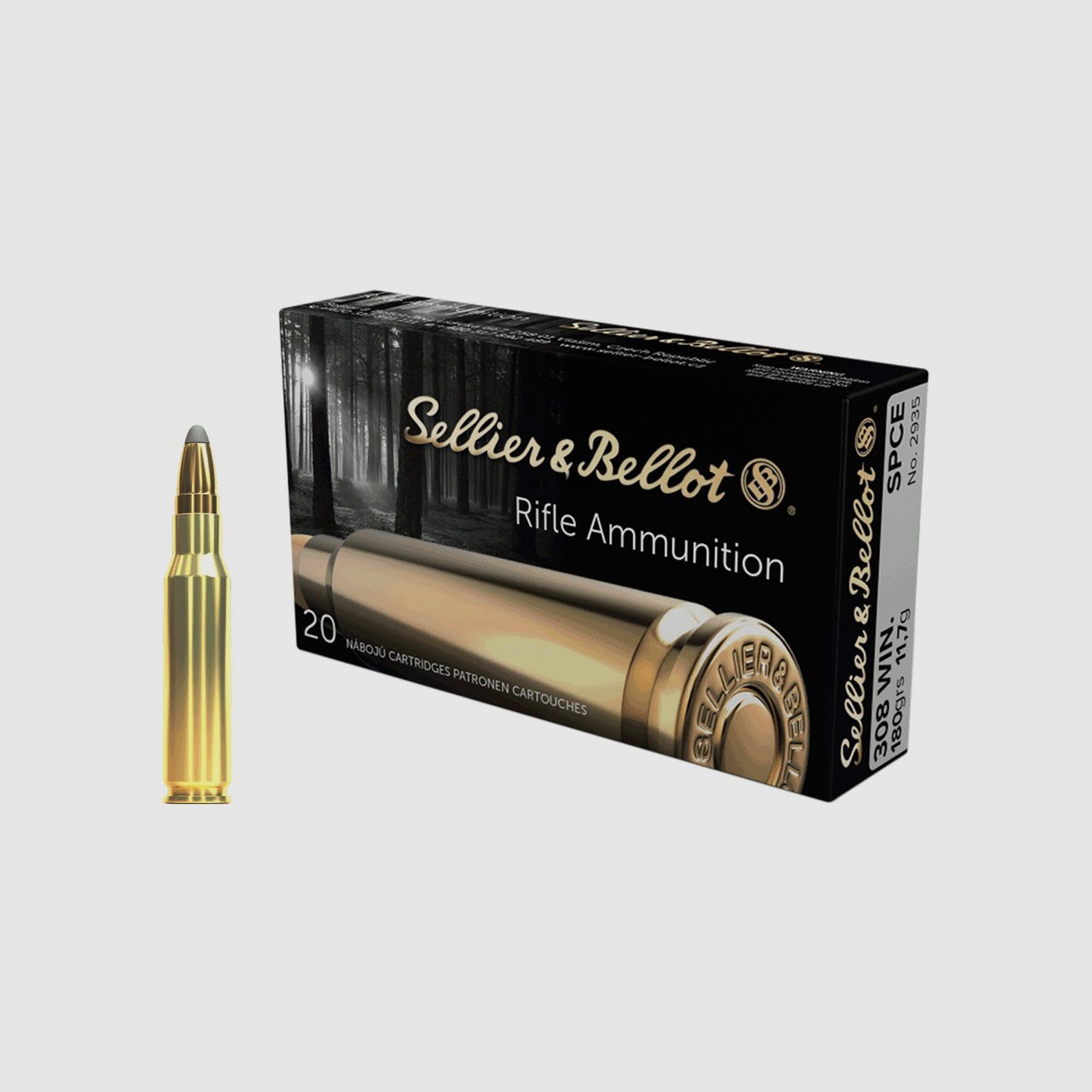 Cartucce Sellier & Bellot cal. 308 Win SPCE 180 gr 20 pz, immagine 1 di 2