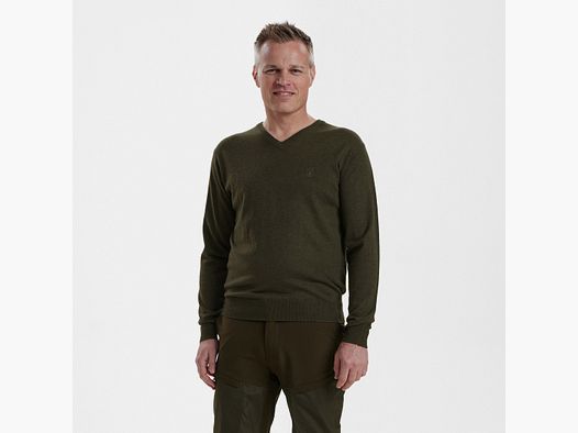 Kingston pullover with V-neck - Green Melange - Size: L
