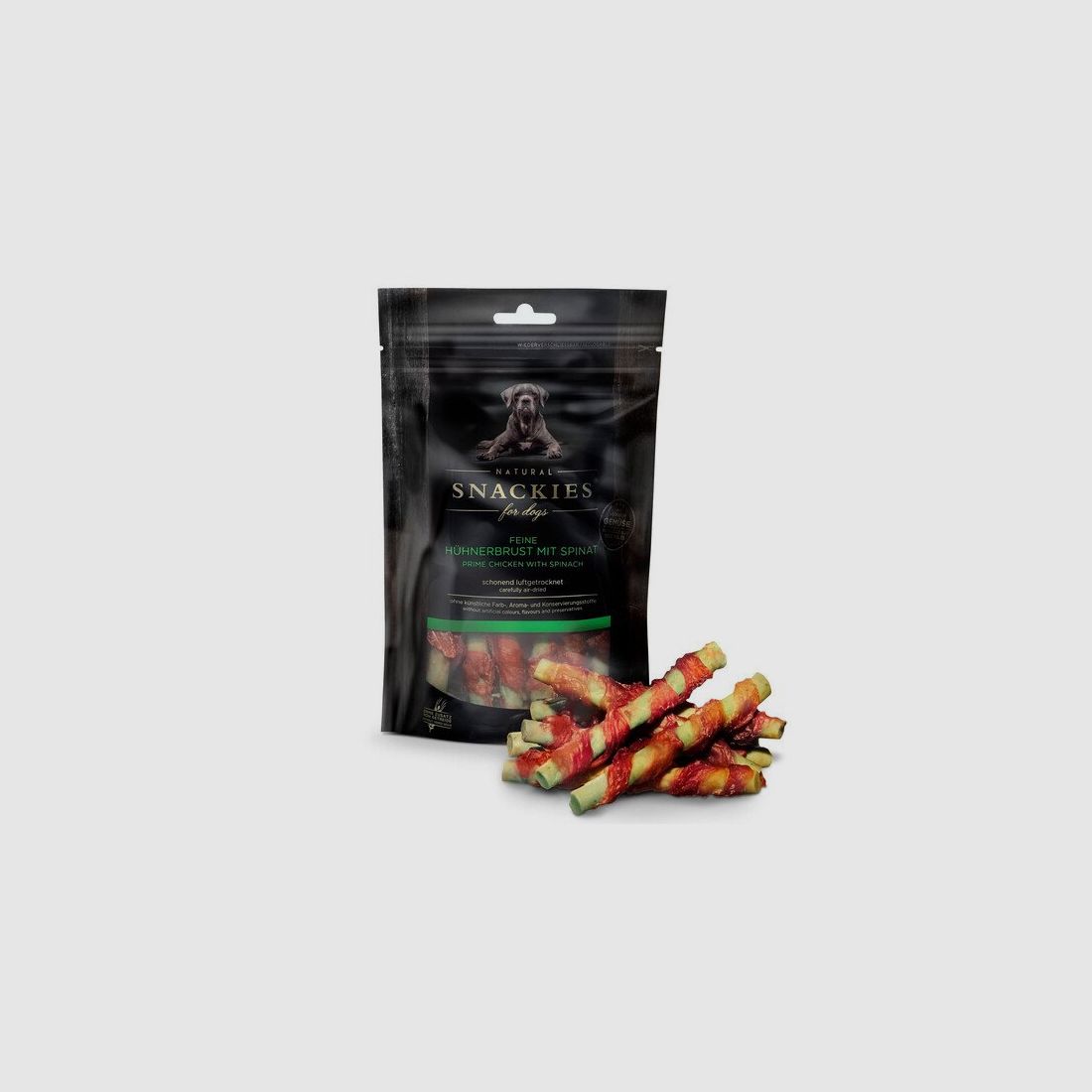 Snackies Hundesnack Feine Hühnerbrust mit Spinat 80g