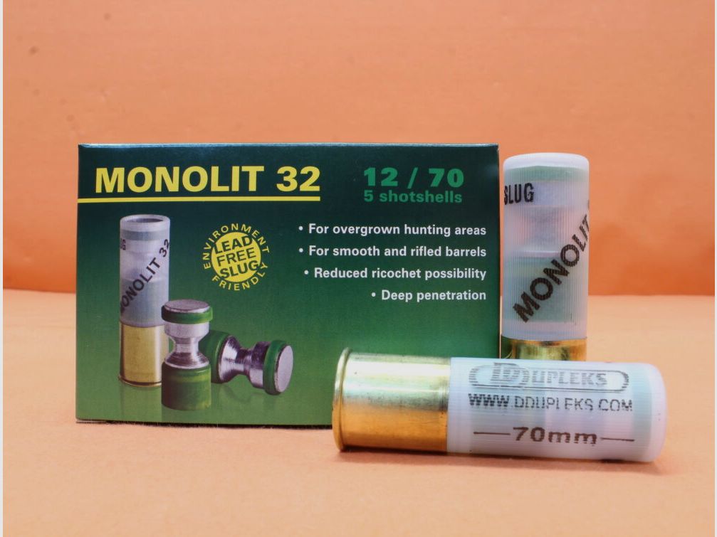 DDupleks	 Patrone 12/70 DDupleks 32g Slug (Monolit) bleifreies Spezialgeschoss VE 5 Patronen