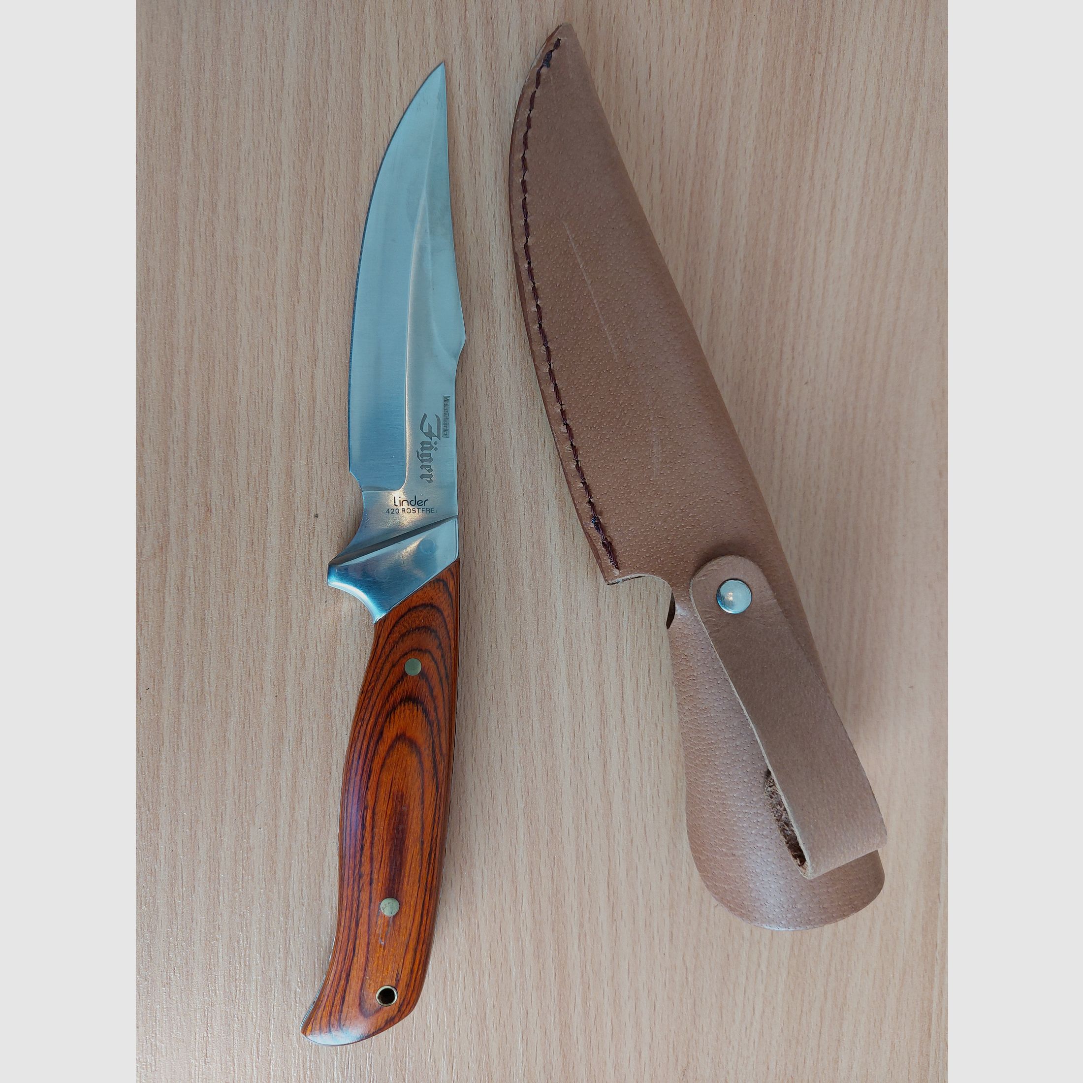 Jagdmesser 13,3cm feststehend Carl Linder Trekking 441912 inkl. Lederscheide NEU