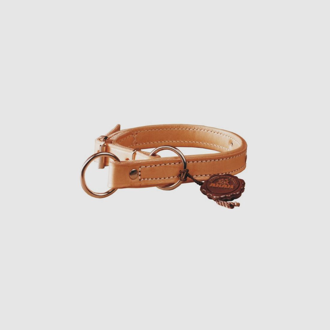 AKAH Hunde-Halsband Würger genäht Naturleder 40cm SONDERPREIS - Lagerrest