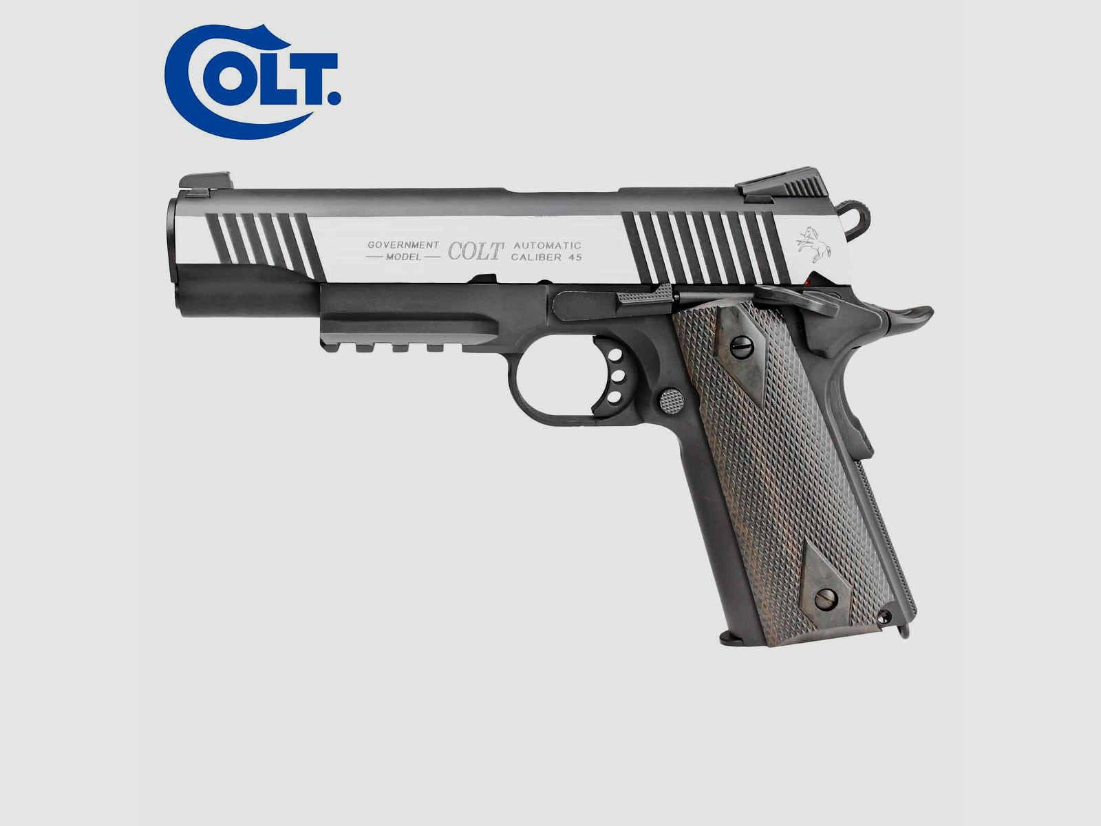Colt 1911 Railgun Bicolor Vollmetall Softair-Co2-Pistole Kaliber 6 mm BB Blowback (P18)