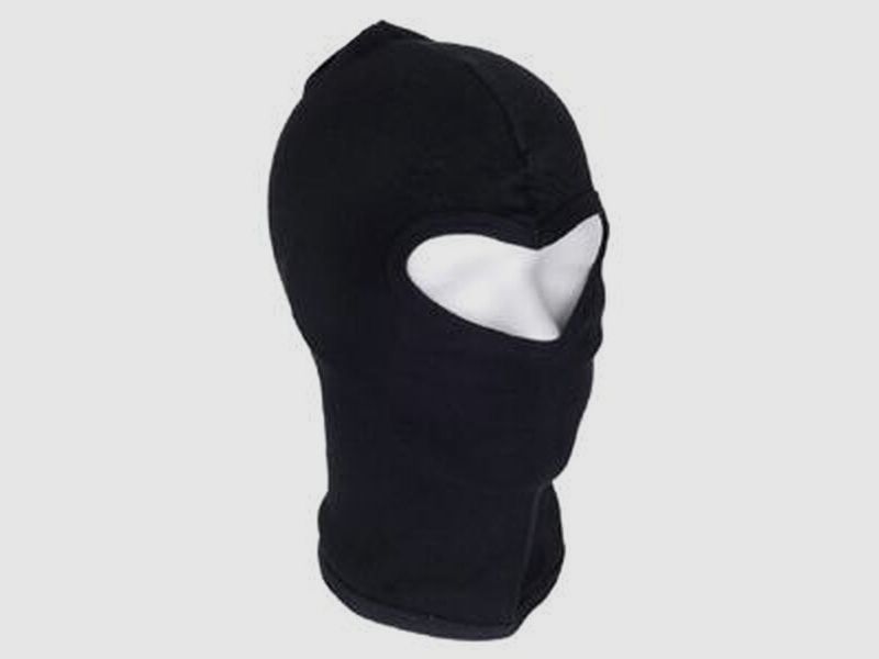 Sturmmaske / Balaclava / Sturmhaube - 1 Loch - dünn - Baumwolle - Schwarz