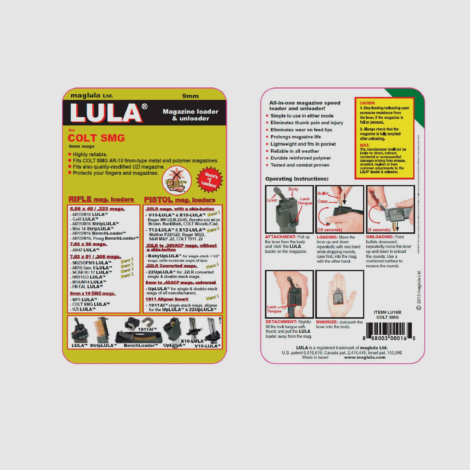 MAGLULA LULA magazijnladehulp voor Colt SMG 9mm