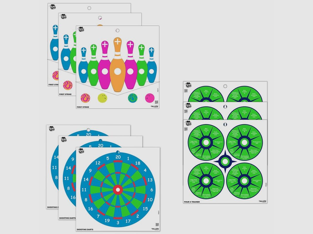 EZ AIM Shooting Targets 30.5 cm x 30.5 cm Fun Triggering More Fun Paper Shooting Targets, 9-pack, image 1 of 5