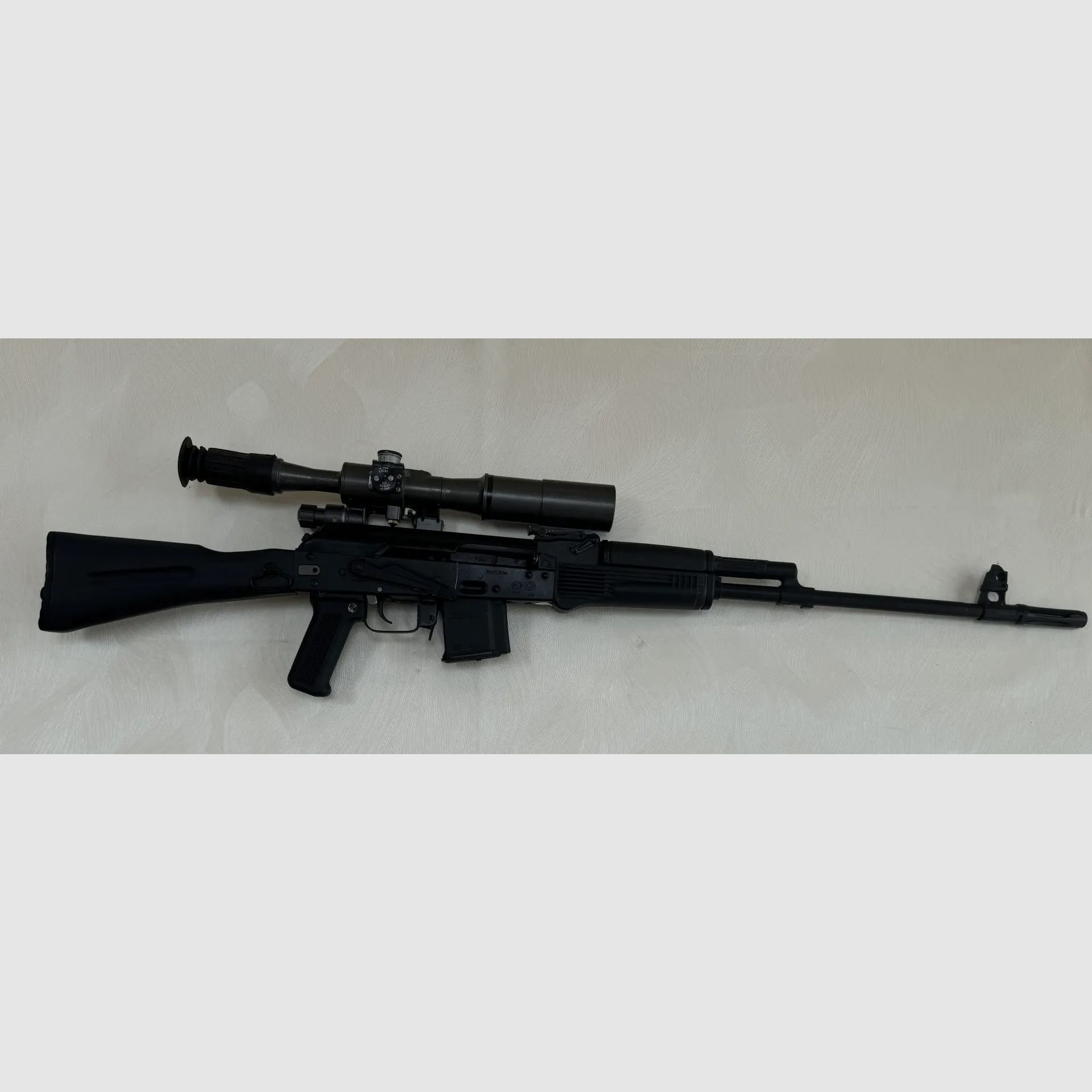 Izhmash A-M3 in caliber .223 Rem. – Civilian sport version of the AK-47 with sniper scope