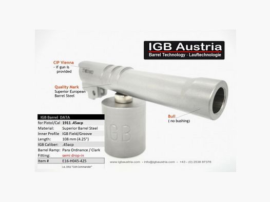 CANON IGB MATCH TYPE 1911/2011 BULL BARREL 6" 45 ACP EPROUVÉ