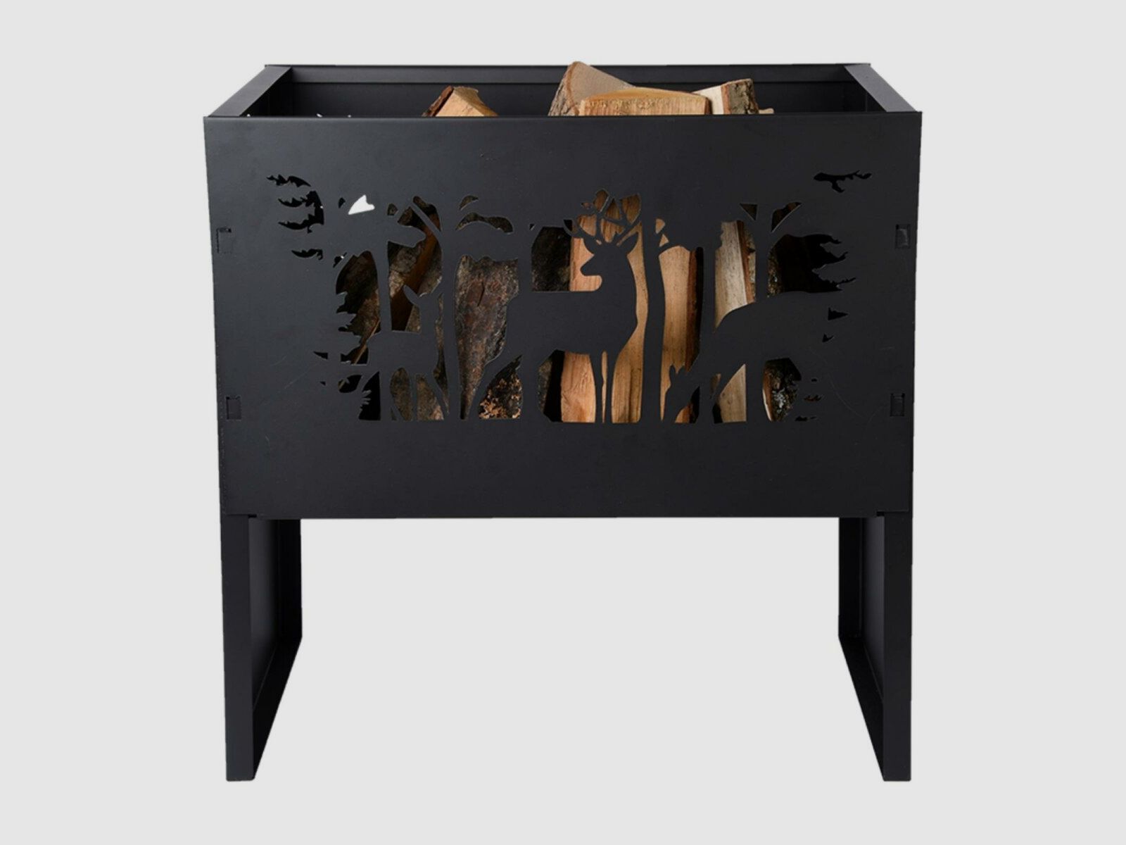 Lovergreen Outdoor Motiv Rechteckiges Kohlenbecken-Hirschmuster - Baustahl