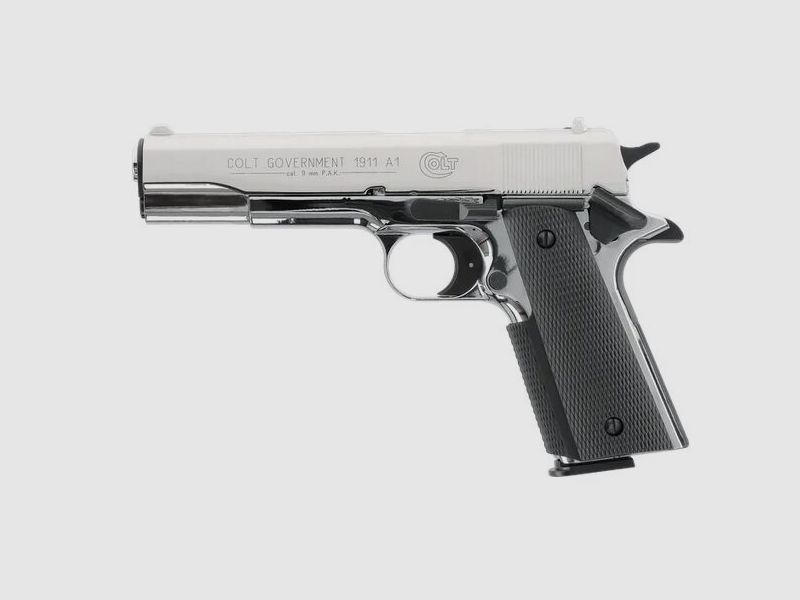 Schreckschusspistole , Colt Government 1911 A1, 9mm P.A.K., chrom