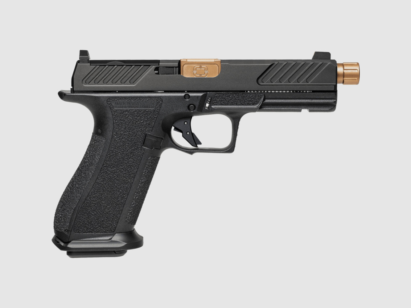 Pistola Shadow Systems DR920 Combat OR, 9mm Luger, canna fluted da 5" bronzo (filettata), 17+1