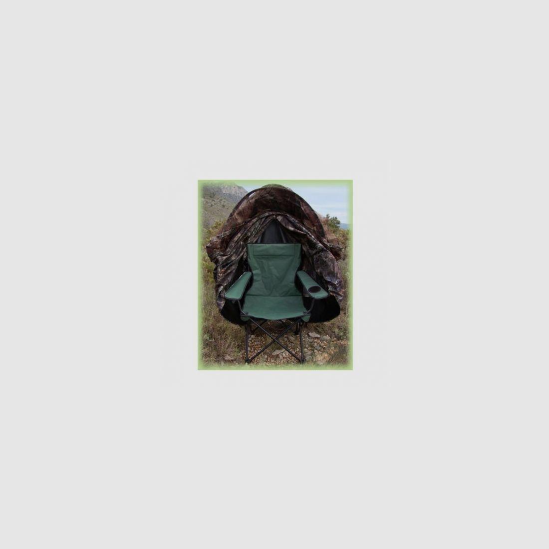 Tarnansitz mit einem Stuhl und Fenstern, mit Rucksack, Bild 2 von 2