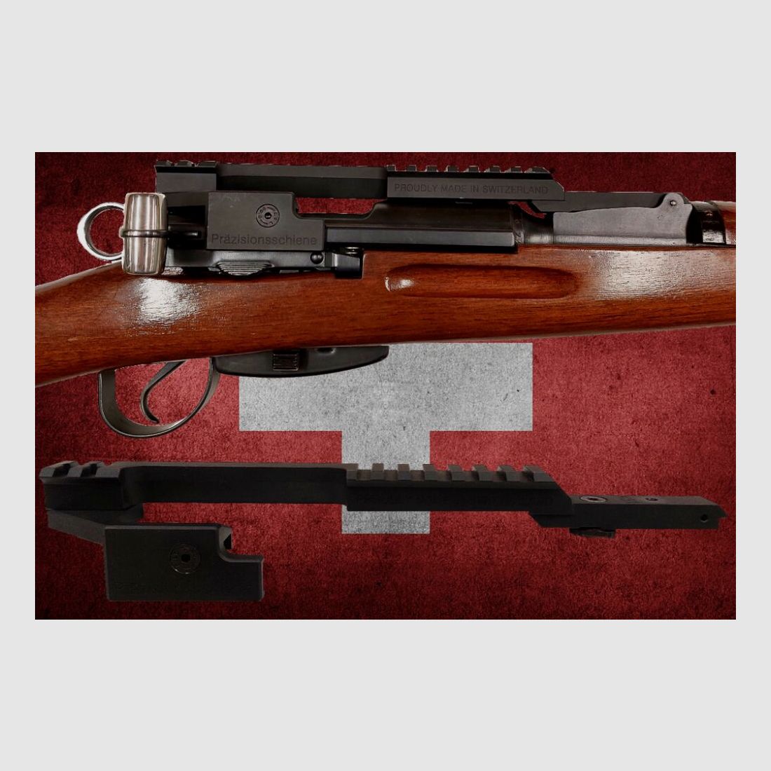 Glarner Waffen Manufaktur + Handelshaus AG K31 Zielfernrohr Picatinnymontage-Schiene Schweizer Ordonnanzkarabiner Schmidt Rubin K31 SWITZERLAND